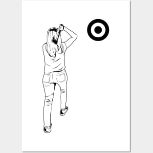 Woman throwing axe - axe throwing Posters and Art